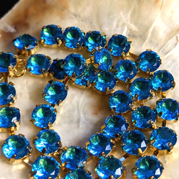 Lab-created Swiss Blue Topaz 2 Carat Necklace & Earrings in 14K Gold Plated - Picture 6 of 8